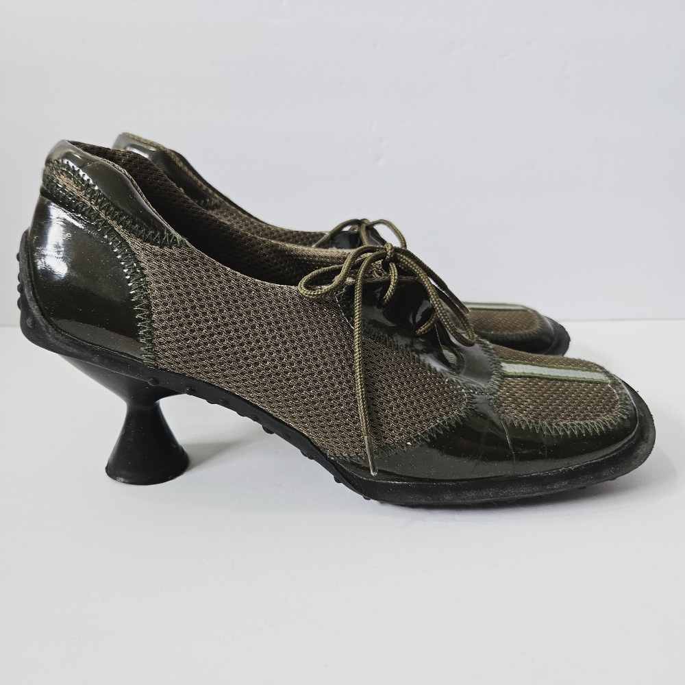 Vintage Leather Ranch Square Toe Bubble Sole Shoes Size 10 90s 1999